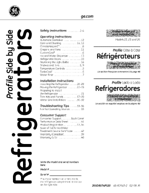 Ge profile refrigerator owner's manual