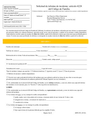 Solicitud de informe de incidente: artículo 6228 del código de familia