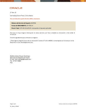 Orden de renovación de servicios de soporte técnico