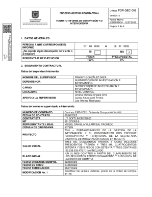 Formato informe de supervisión y/o interventoría
