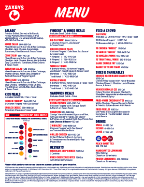 Zaxby's Menu