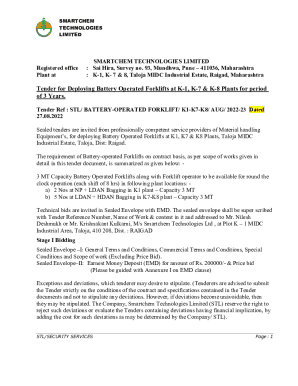 Fillable Online Tender for Deploying Battery Operated Forklifts at ...