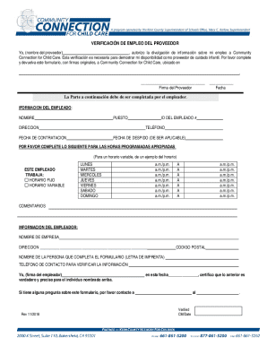 Verificación De Empleo Del Proveedor