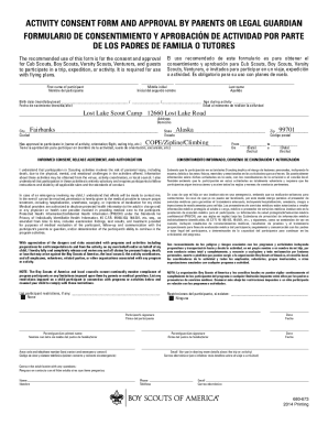 Activity Consent Form and Approval by Parents or Legal Guardian