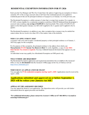 Application for Residential Exemption From Real Estate Tax City of Chelsea