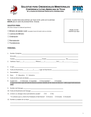 Solicitud Para Credenciales Ministeriales