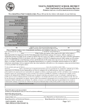 Field Trip/outside Event Permission Slip Form