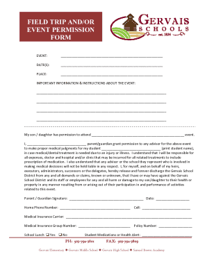Field Trip and/or Event Permission Form
