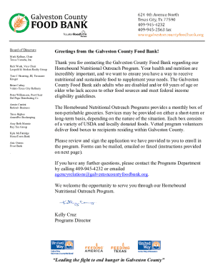 Homebound Nutritional Outreach Program Application