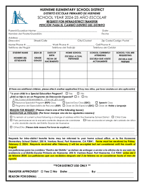 Request for Intradistrict Transfer