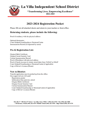 2023-2024 Registration Packet