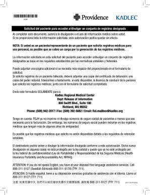 Solicitud del paciente para acceder a/divulgar un conjunto de registros designado
