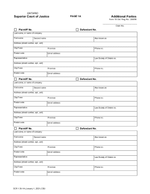 Ontario Superior Court Additional Parties Form