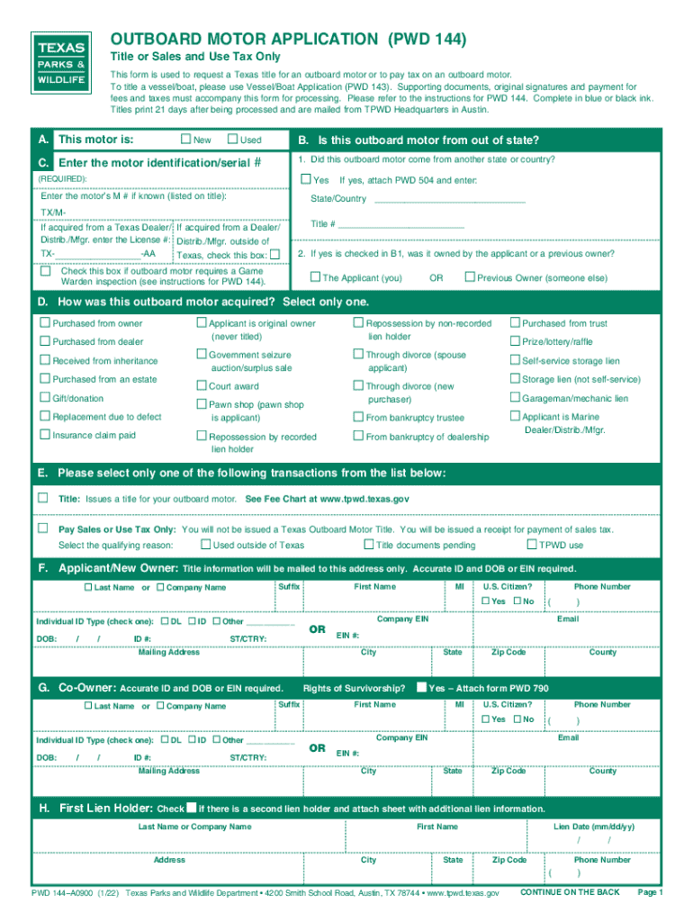Outboard Motor Application (pwd 144) Preview on Page 1