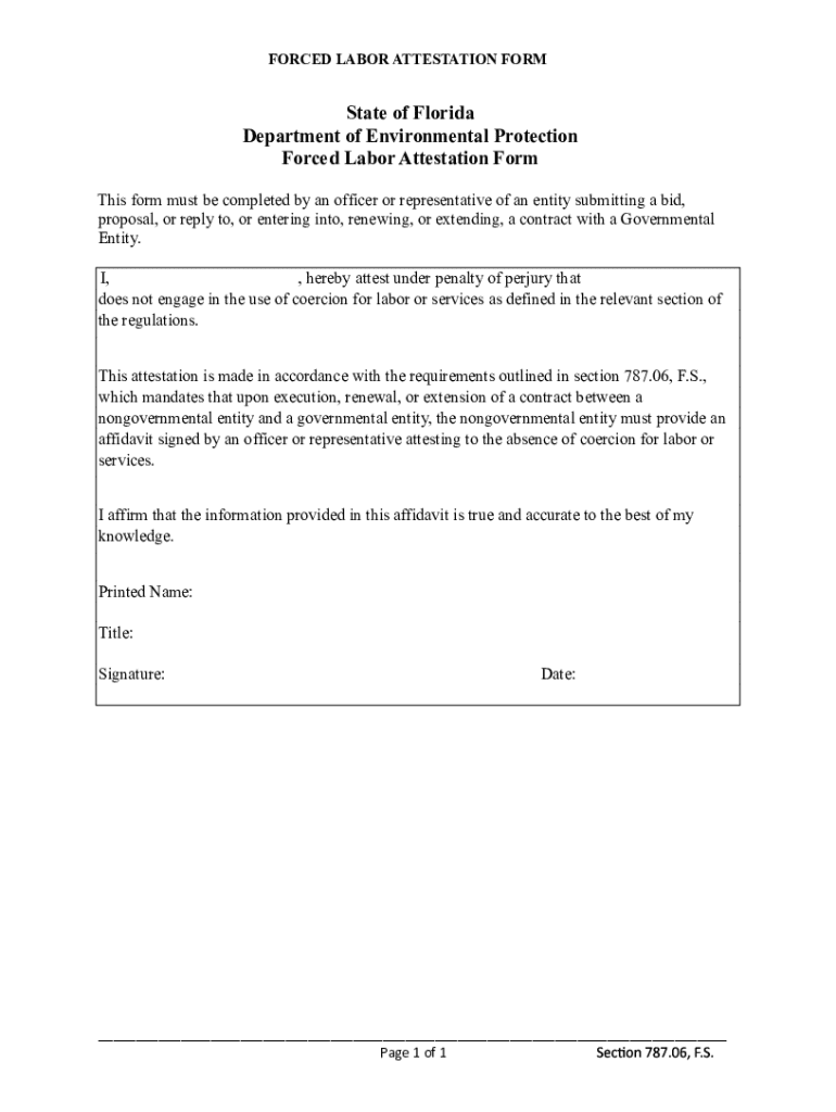 Fillable Online Forced Labor Attestation Form Fax Email Print - pdfFiller