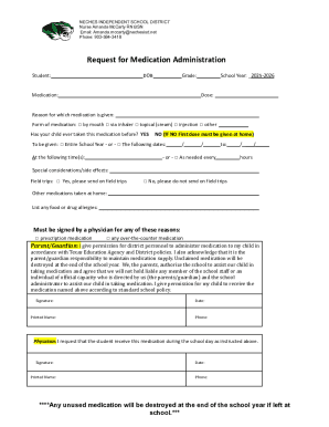 Request for Medication Administration