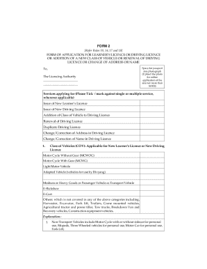 Indian Driving Licence Application Form