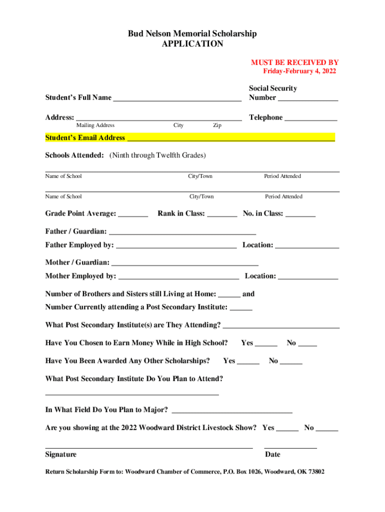 Bud Nelson Memorial Scholarship Preview on Page 1