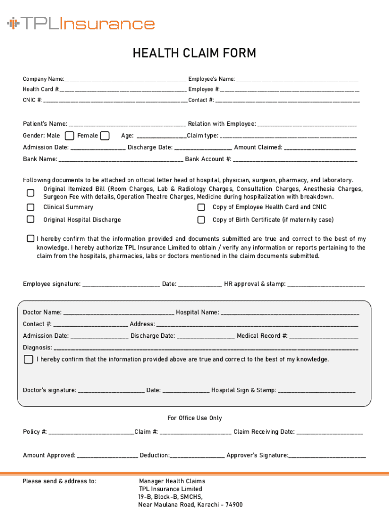 Fillable Online Health Claim Form Fax Email Print - pdfFiller