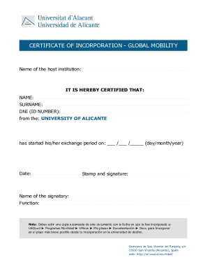 Certificate of Incorporation - Global Mobility