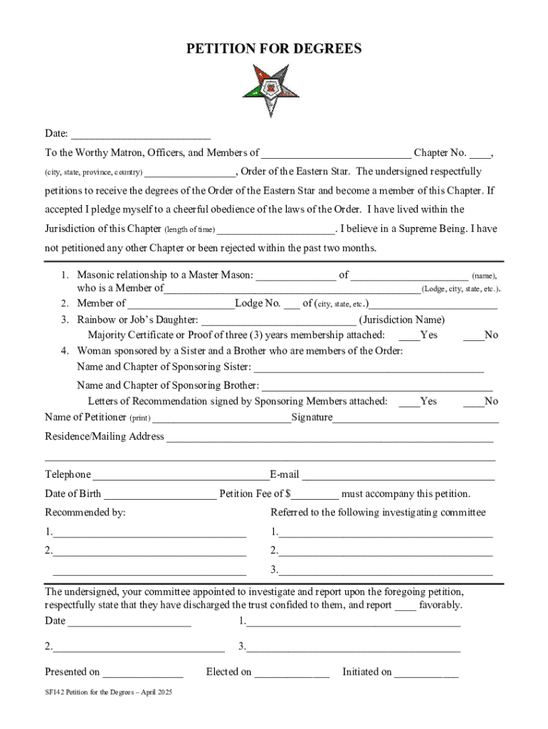 Petition for Degrees Preview on Page 1