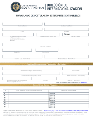 Formulario De PostulaciÓn Estudiantes Extranjeros