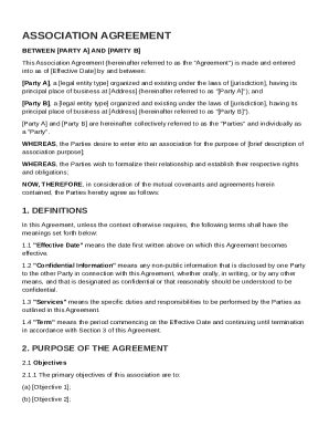 Association Agreement Template Form Fill Online Printable Fillable