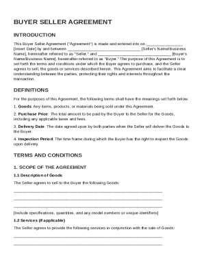 Fillable Online Buyer Seller Agreement Template Fax Email Print pdfFiller