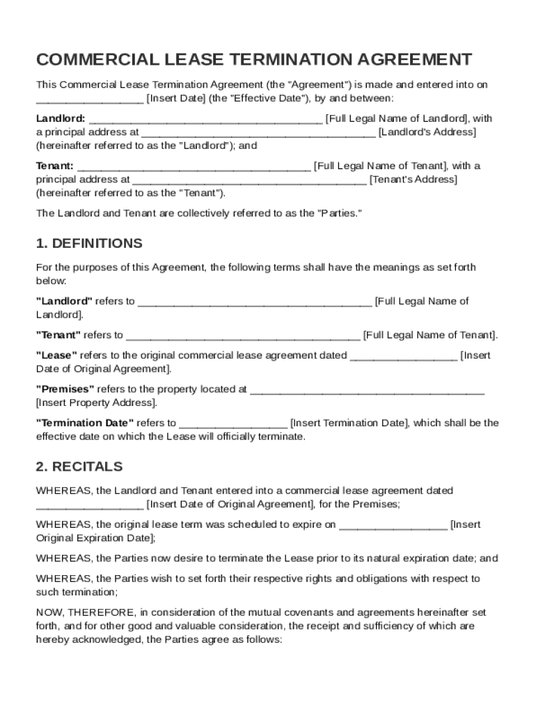 Fillable Online Commercial Lease Termination Agreement Template Fax