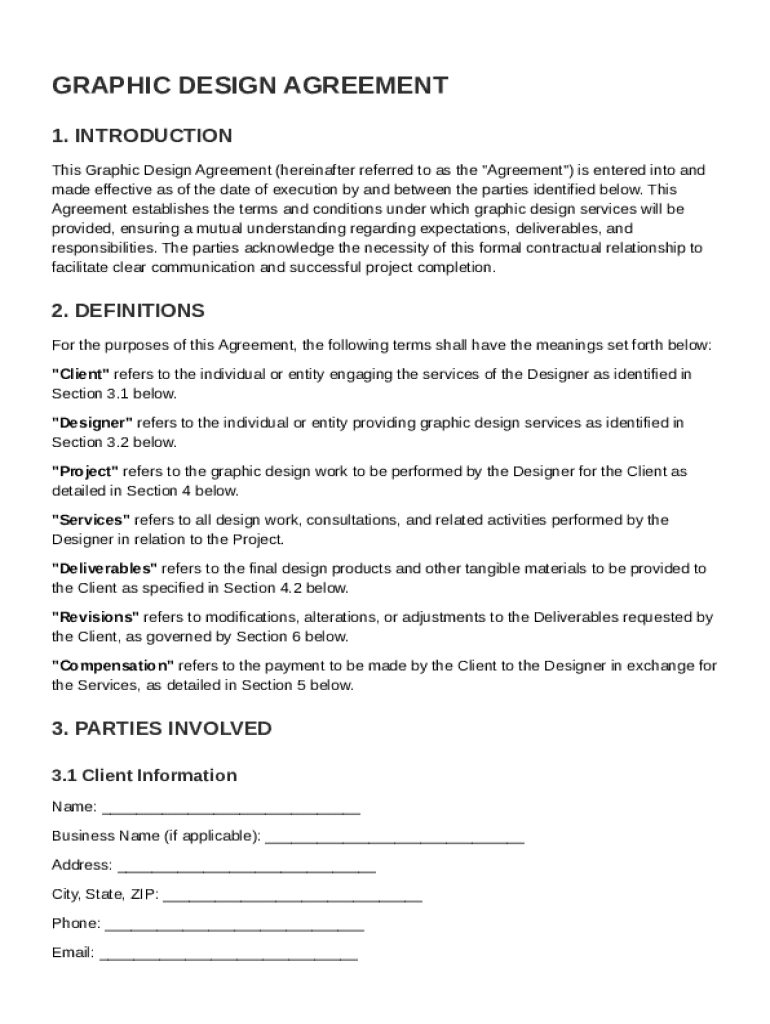 Graphic Design Agreement Template Preview on Page 1