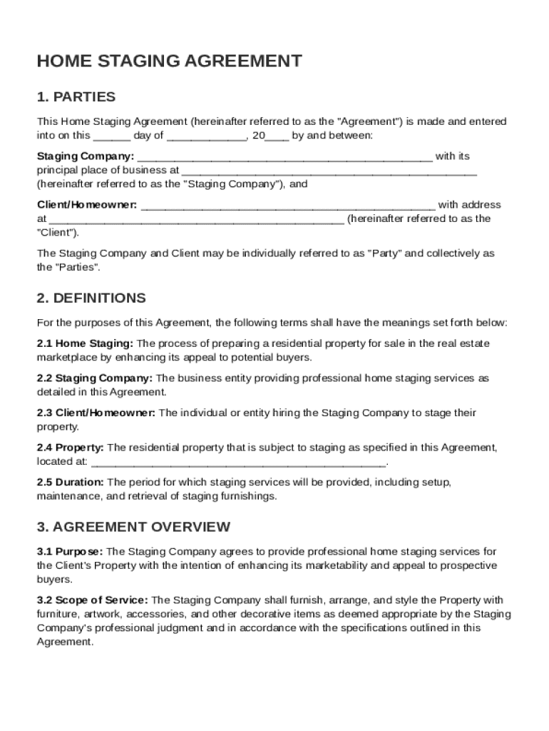 Home Staging Agreement Template: Fill out sign online DocHub