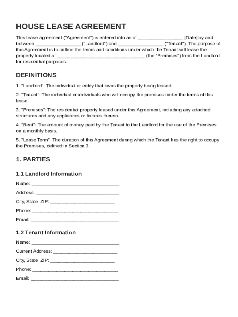 House House Lease Agreement Template Preview on Page 1