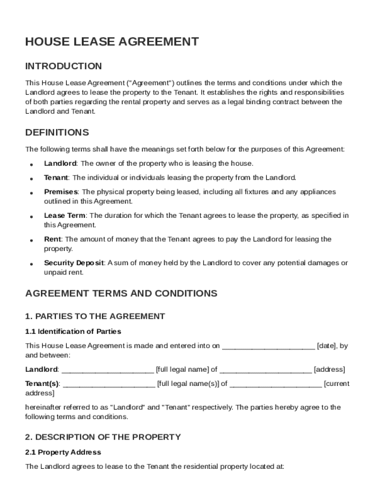 House Lease Agreement Template Preview on Page 1
