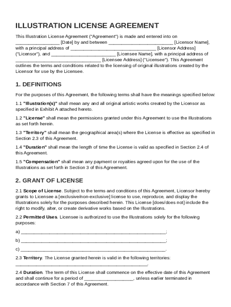 Illustration License Agreement Template Preview on Page 1