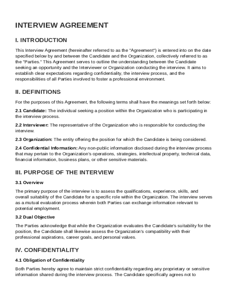 Interview Agreement Template Preview on Page 1