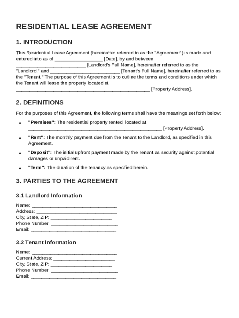 Rent Tenancy Agreement Template Preview on Page 1