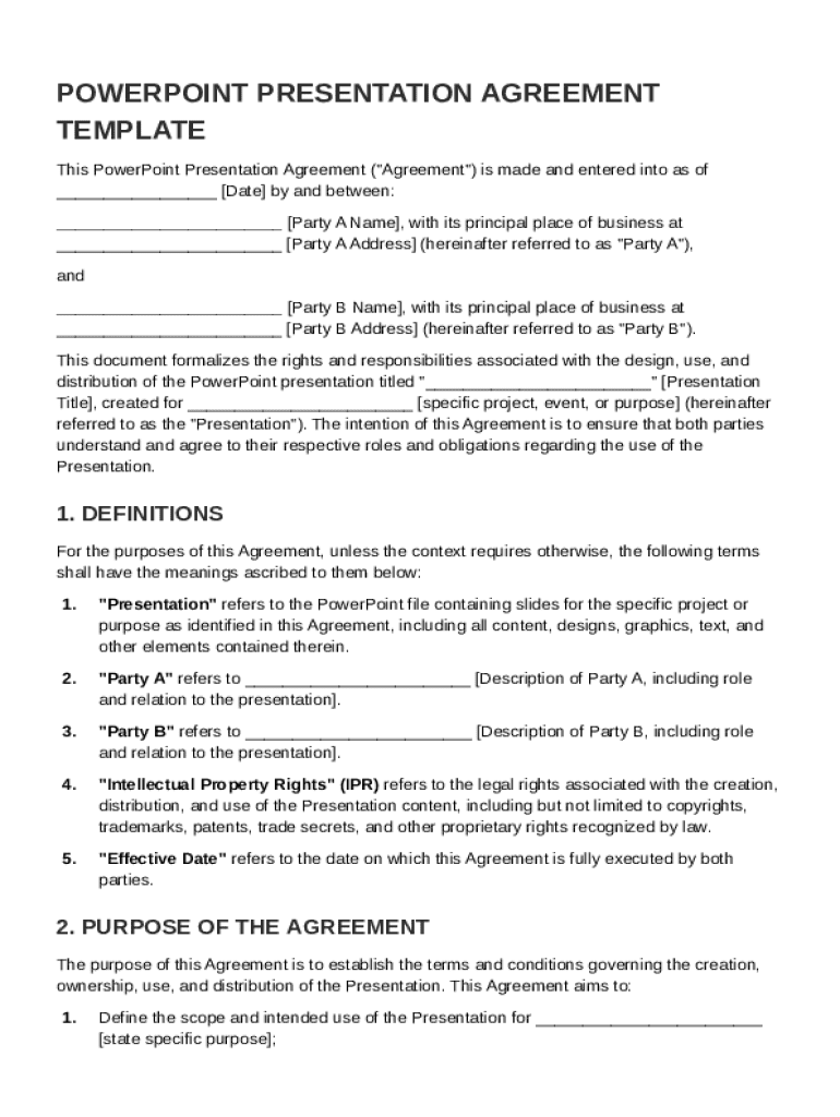 Signing Powerpoint Agreement Template Preview on Page 1