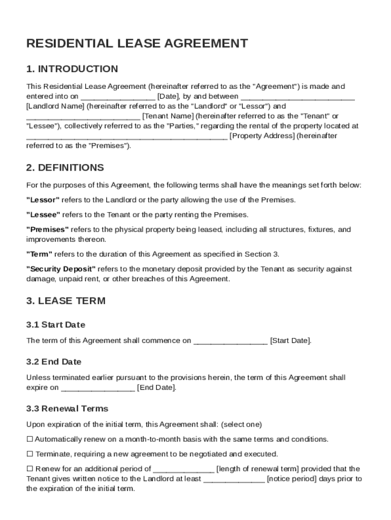 Written Lease Agreement Template Preview on Page 1