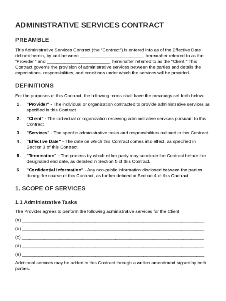 Admin Contract Template Preview on Page 1