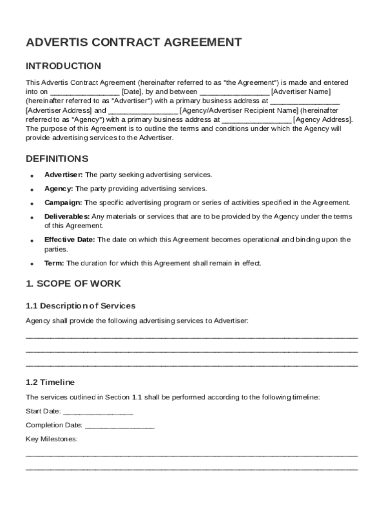 Advertis Contract Template Preview on Page 1