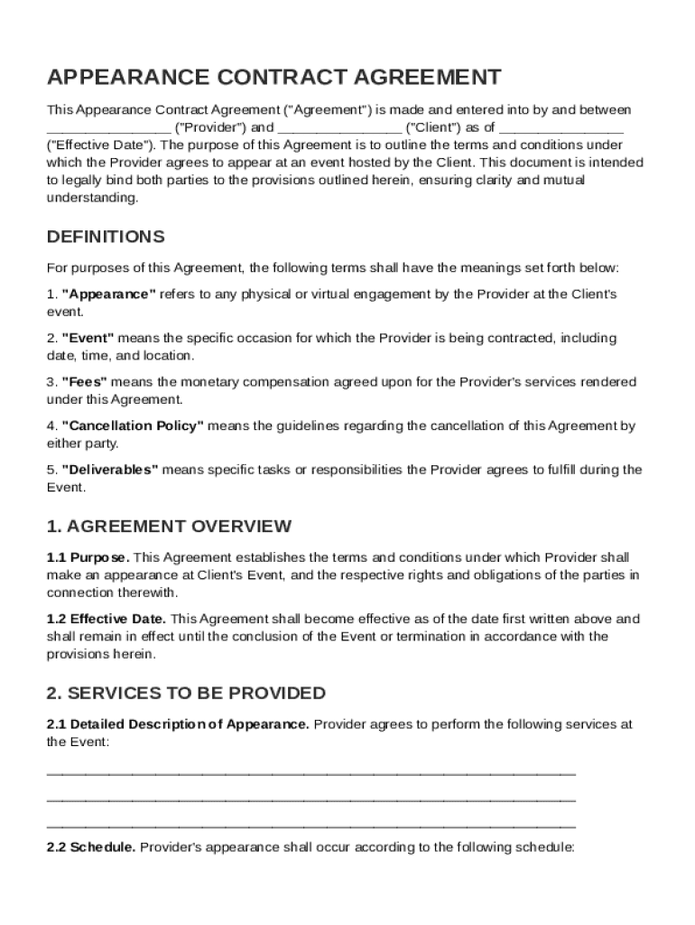 Appearance Contract Template: Fill out sign online DocHub
