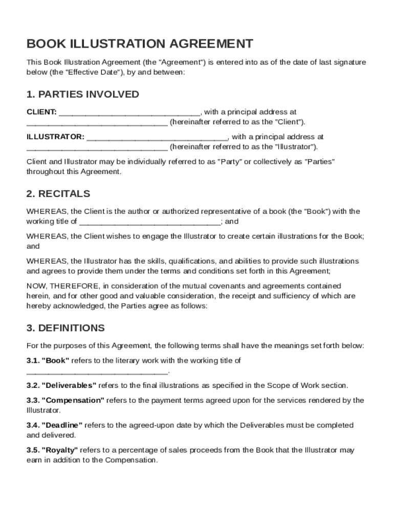 Book Illustration Contract Template Preview on Page 1
