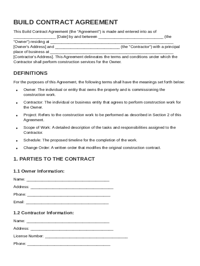 Build Contract Template Preview on Page 1