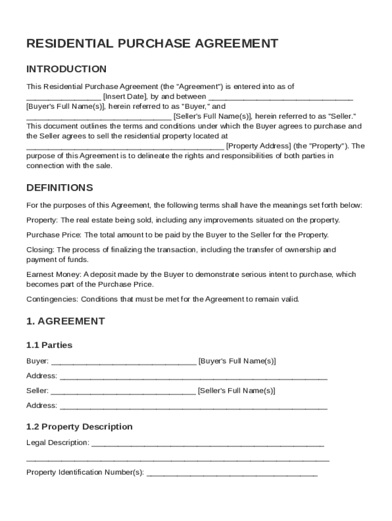 Buy Home Contract Template Preview on Page 1