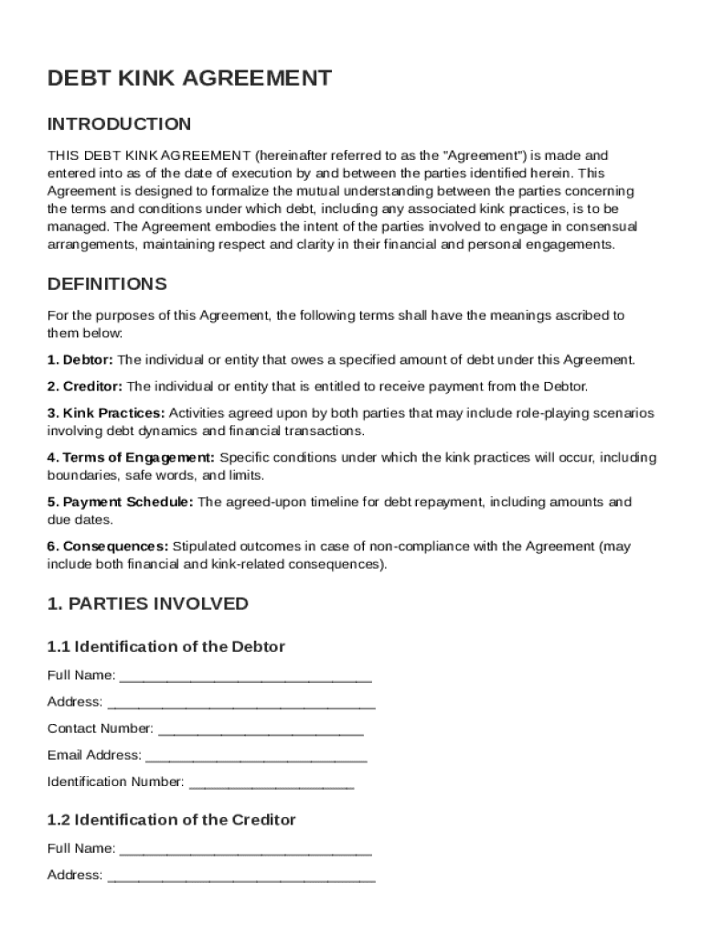 Debt Kink Contract Template Preview on Page 1