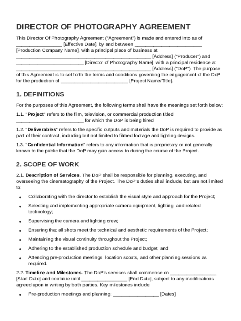 Director Of Photography Contract Template Preview on Page 1