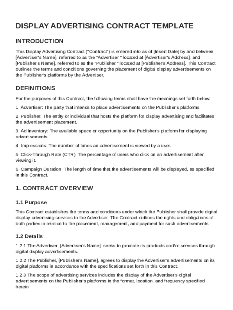 Display Advertis Contract Template Preview on Page 1