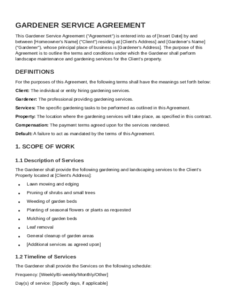 Gardener Contract Template Preview on Page 1