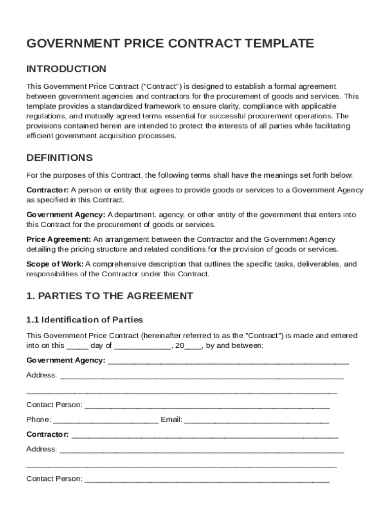 Government Pric Contract Template Preview on Page 1