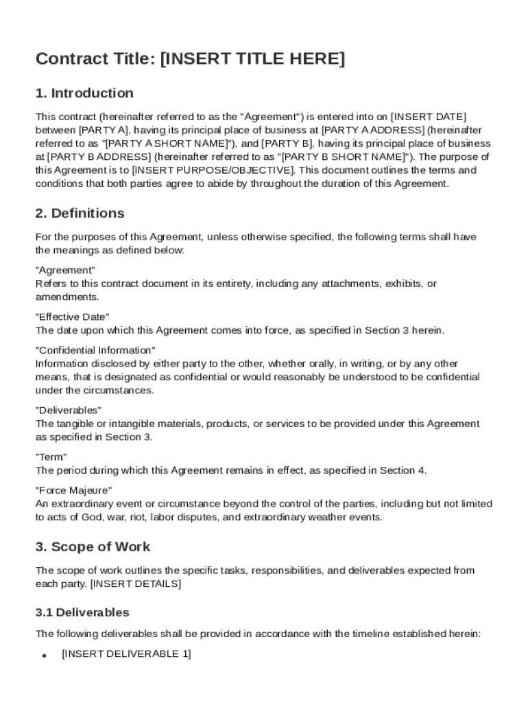 HTML Contract Template Preview on Page 1